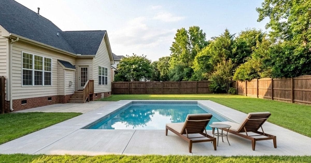 Inground pool installation with safety enclosure
