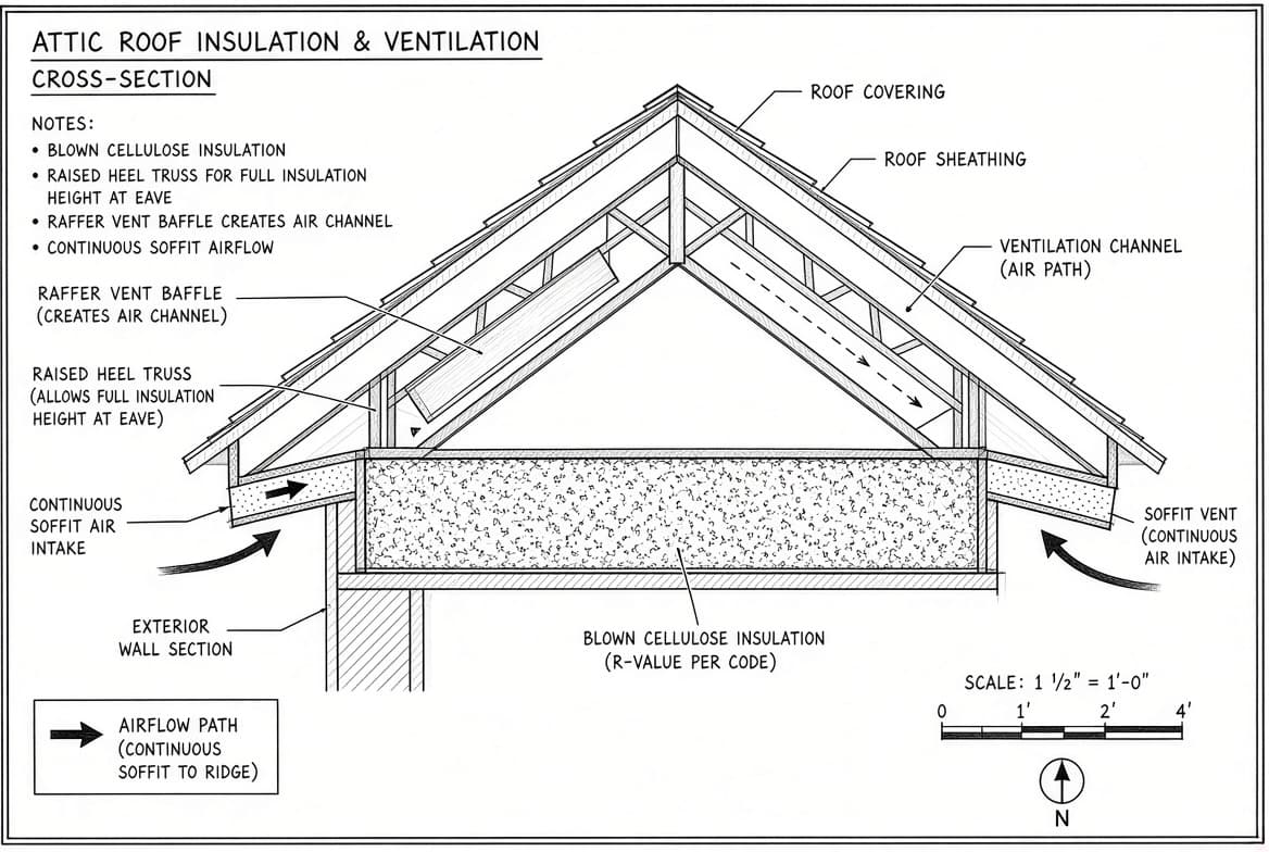 Roof inspection for attic ventilation and ice dam prevention